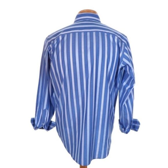 Bugatchi Mens Small 14-14.5 Long Sleeve Striped Shirts With Contrast Cuffs & Col - Picture 9 of 9